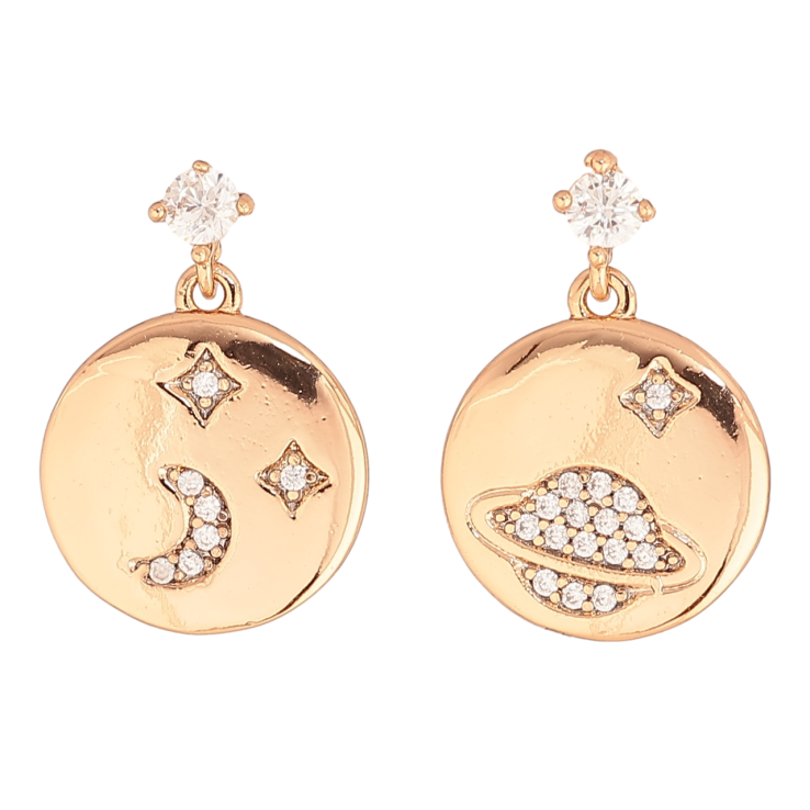 Серьги Xuping Позолота 18K пусеты Ассиметричные подвески космос фото №4 Серьги Xuping Позолота 18K пусеты Ассиметричные подвески космос фото №4