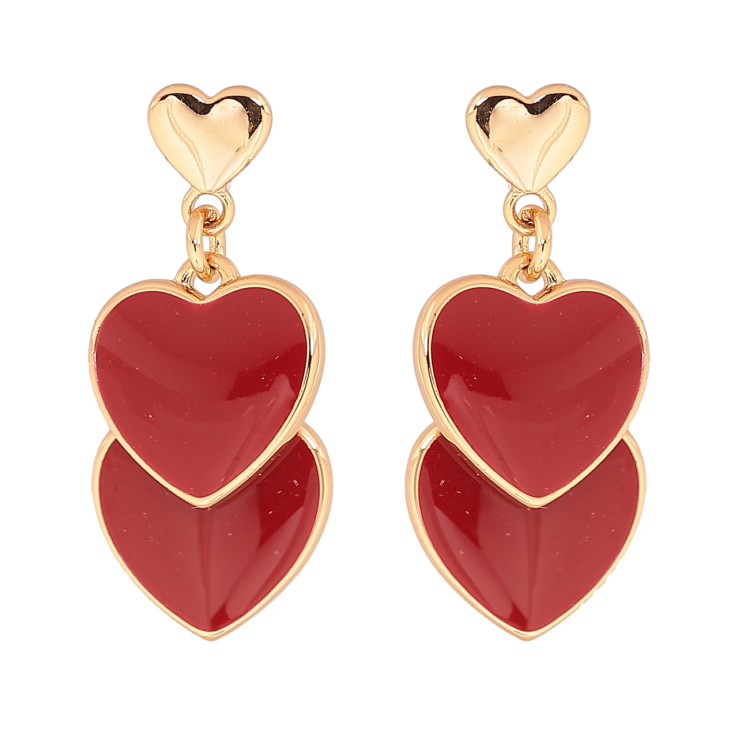 Серьги Xuping Позолота 18K пусеты Сердечки с красной эмалью фото №17 Серьги Xuping Позолота 18K пусеты Сердечки с красной эмалью фото №17