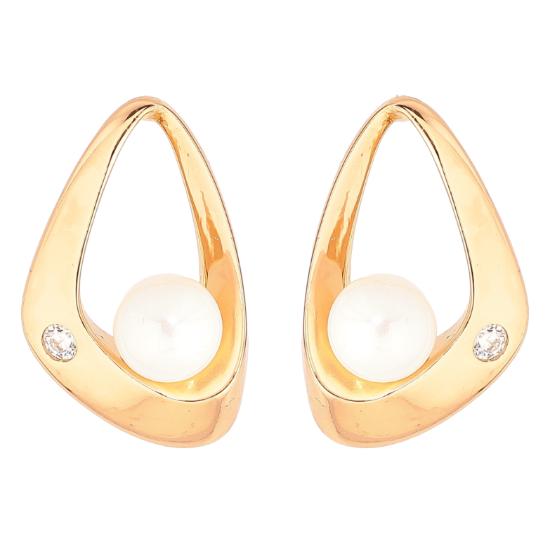 Сережки Xuping Позолота 18K пусети «Візерунок з кристалом і перлиною» фото №1