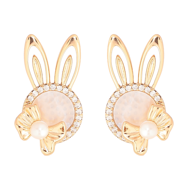 Сережки Xuping Позолота 18K пусети «Кролики з перламутровими вставками та кристалами» фото №12 Сережки Xuping Позолота 18K пусети «Кролики з перламутровими вставками та кристалами» фото №12