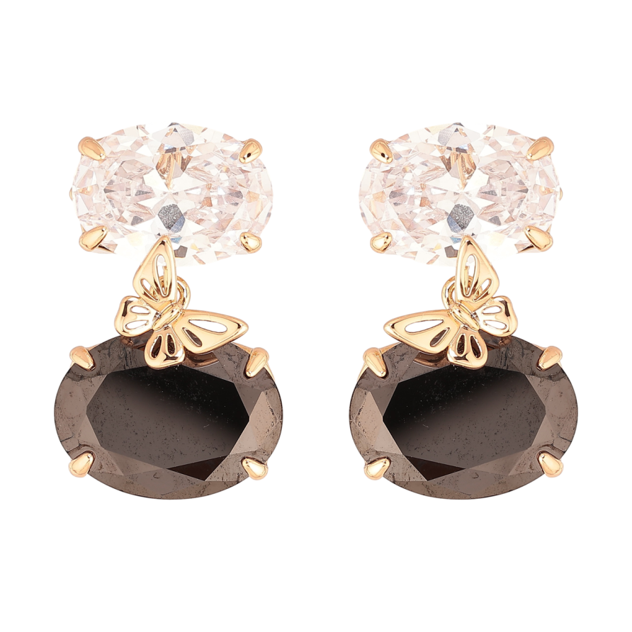 Сережки Xuping JEAN GOUJON Позолота 18K пусети «Чорно-білі кристали з метеликом» фото №1 Сережки Xuping JEAN GOUJON Позолота 18K пусети «Чорно-білі кристали з метеликом» фото №1