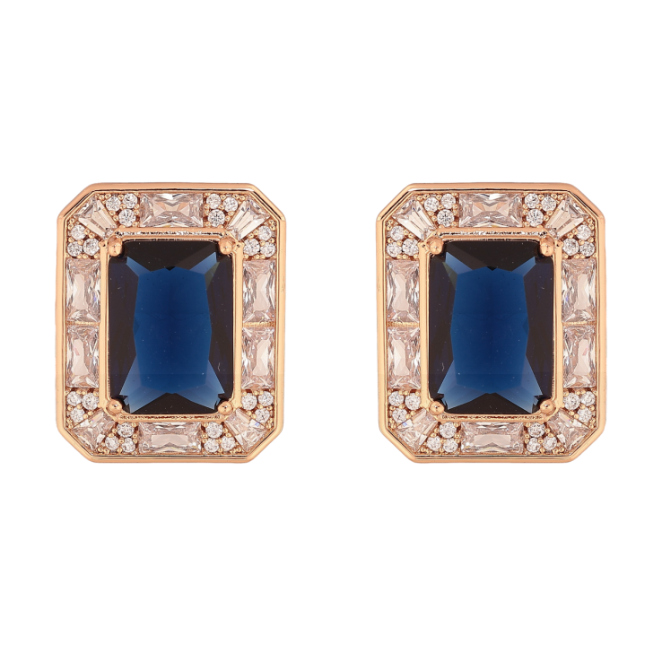 Серьги Xuping JEAN GOUJON Позолота 18K пусеты Синие кристаллы в обрамлении фото №5