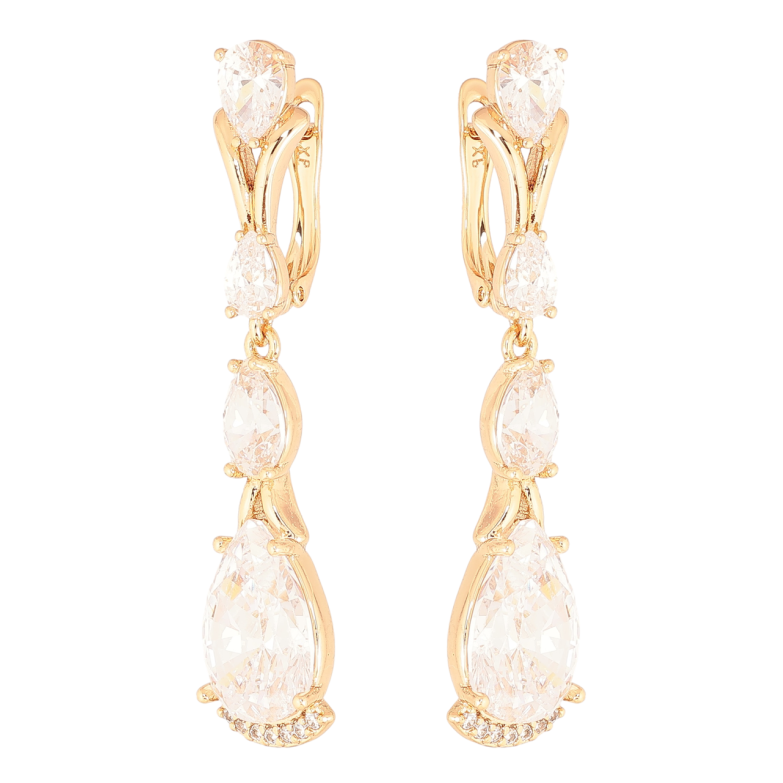 Сережки Xuping JEAN GOUJON Позолота 18K англійський замок «Кришталеві підвіски» фото №1