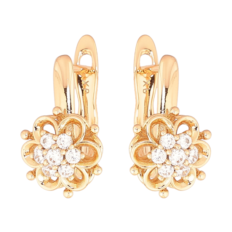 Серьги Xuping Позолота 18K английский замок Цветочки с кристаллами фото №1 Серьги Xuping Позолота 18K английский замок Цветочки с кристаллами фото №1