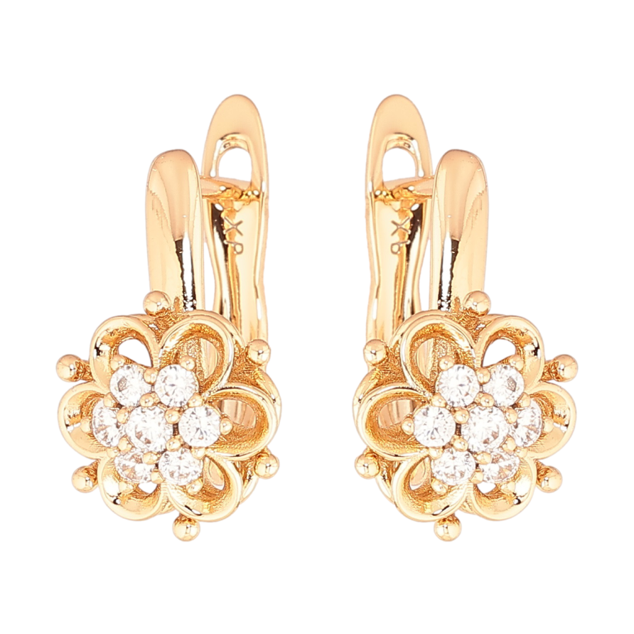 Серьги Xuping Позолота 18K английский замок Цветочки с кристаллами фото №1 Серьги Xuping Позолота 18K английский замок Цветочки с кристаллами фото №1
