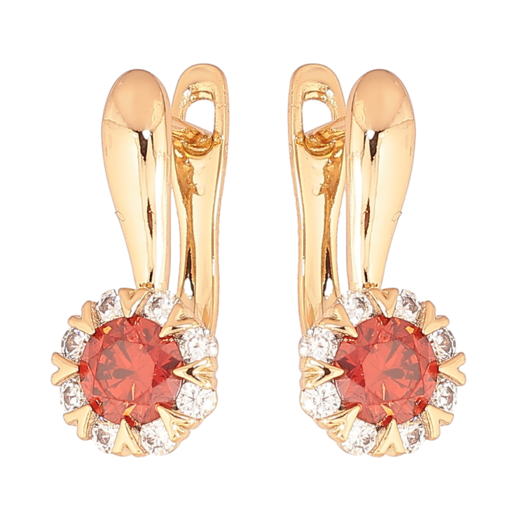 Серьги Xuping Позолота 18K английский замок Узор с красными кристаллами фото №17