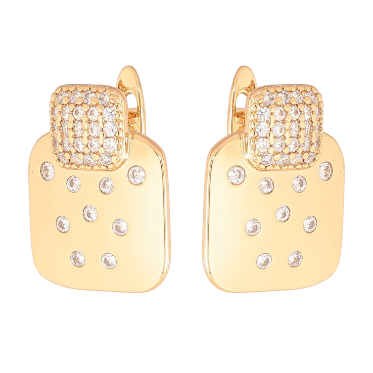 Сережки Xuping Позолота 18K англійський замок «Візерунок з інкрустацією кристалами» фото №11