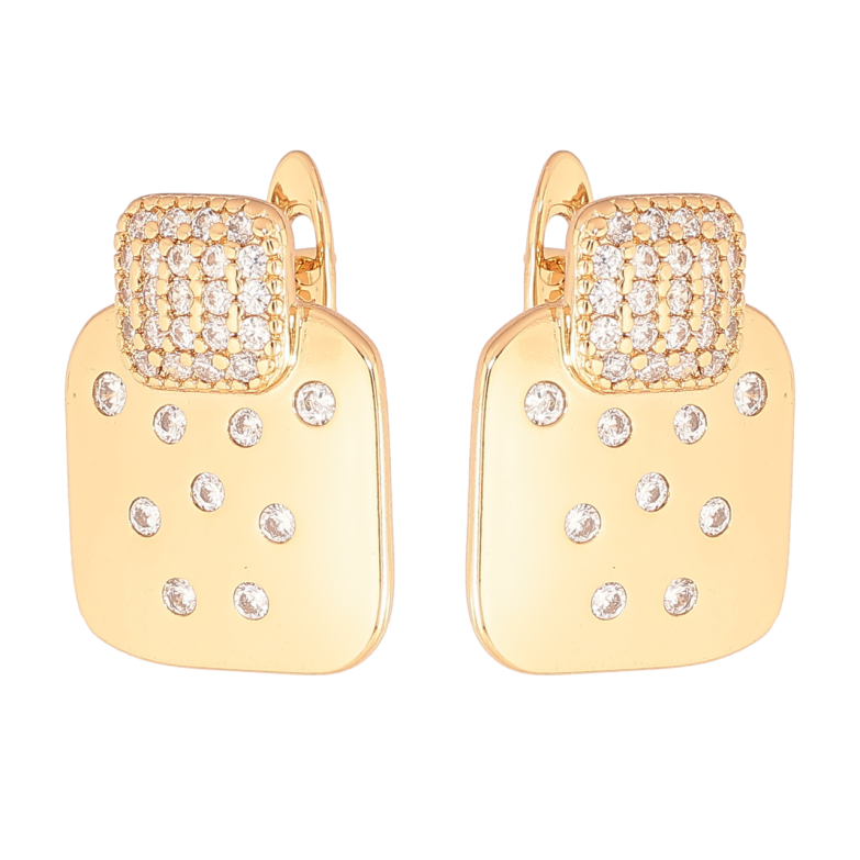 Серьги Xuping Позолота 18K английский замок Узор с инкрустацией кристаллами фото №1