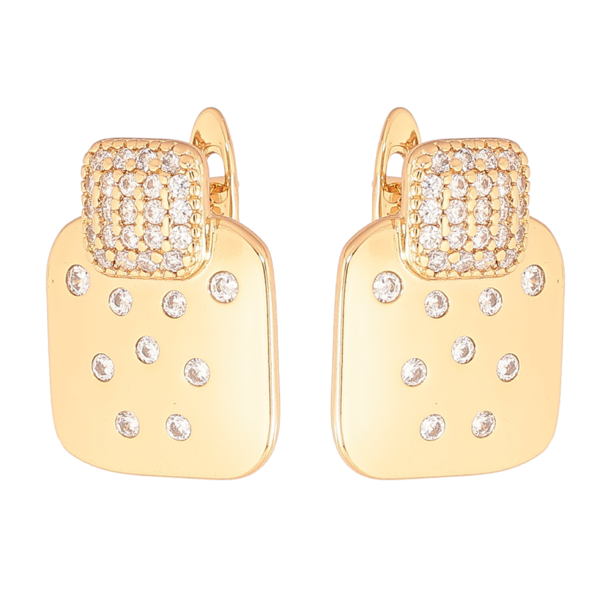 Сережки Xuping Позолота 18K англійський замок «Візерунок з інкрустацією кристалами» фото №1