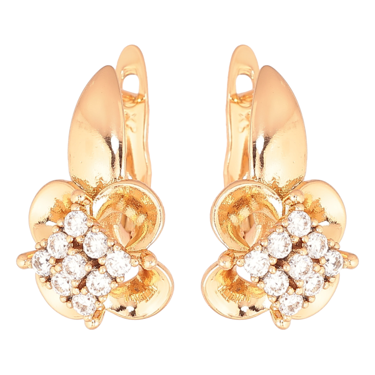 Серьги Xuping Позолота 18K английский замок Цветочки с кристаллами фото №7