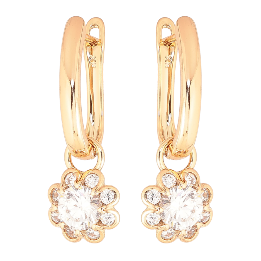 Серьги Xuping Позолота 18K английский замок Цветочки с кристаллами 2 в 1 фото №1 Серьги Xuping Позолота 18K английский замок Цветочки с кристаллами 2 в 1 фото №1