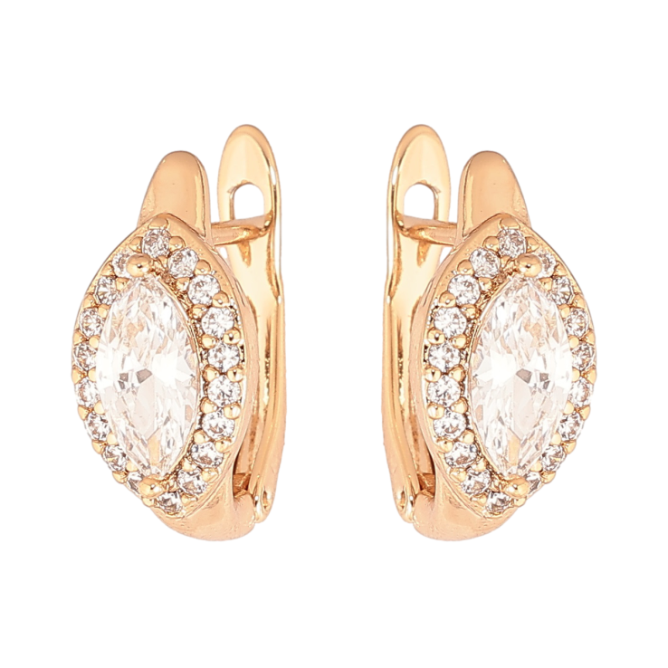 Серьги Xuping Позолота 18K английский замок Кристалл Маркиз в обрамлении фото №20