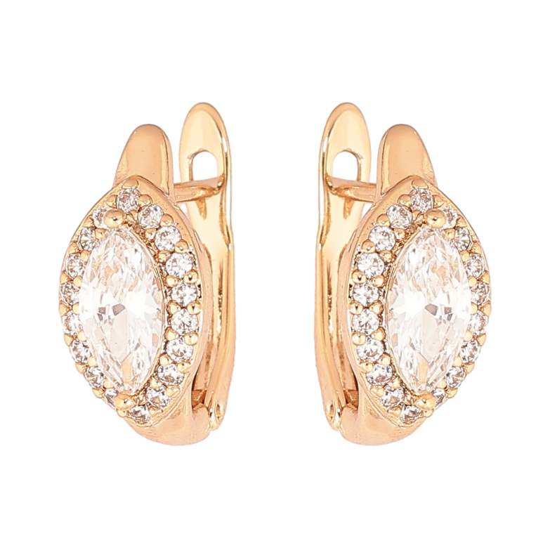 Серьги Xuping Позолота 18K английский замок Кристалл Маркиз в обрамлении фото №1