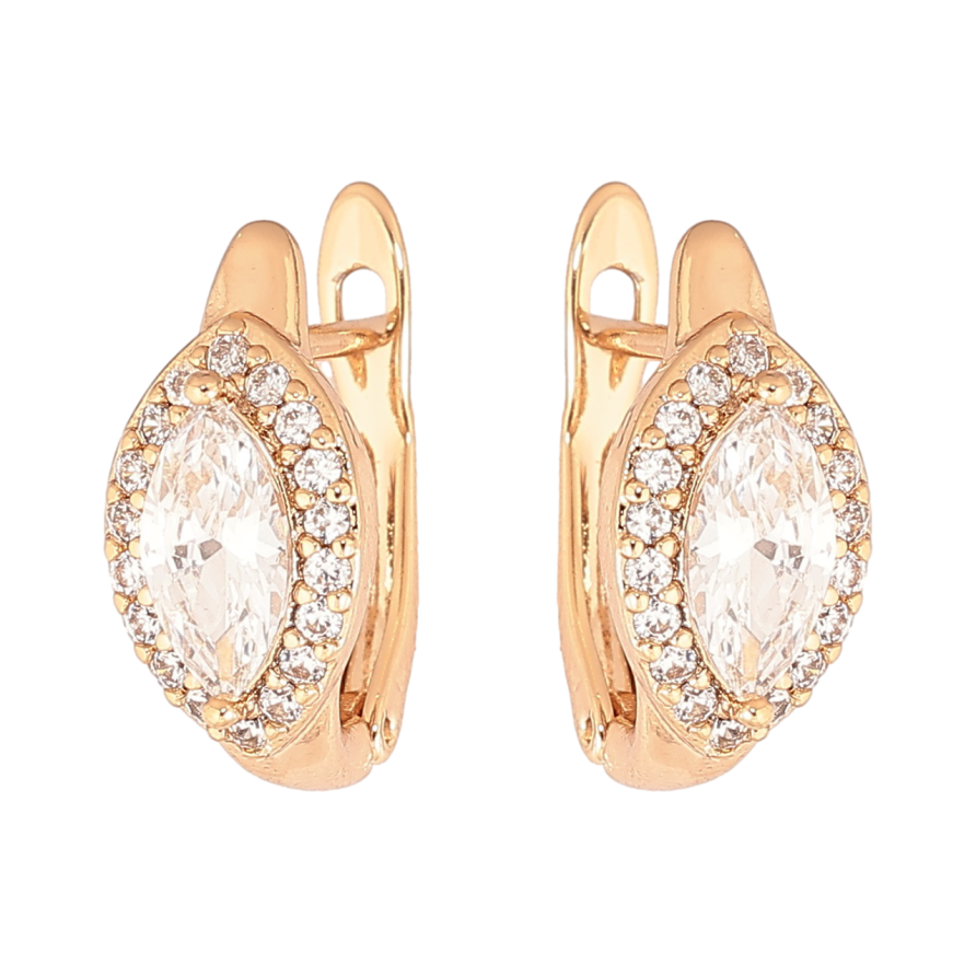 Серьги Xuping Позолота 18K английский замок Кристалл Маркиз в обрамлении фото №1