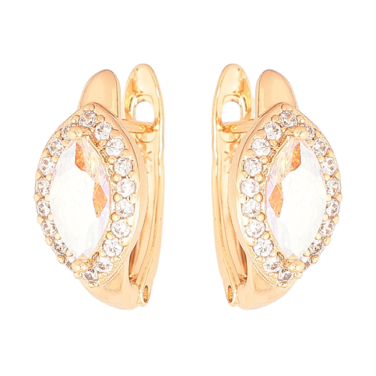 Серьги Xuping Позолота 18K английский замок Радужный кристалл Маркиз в обрамлении фото №3
