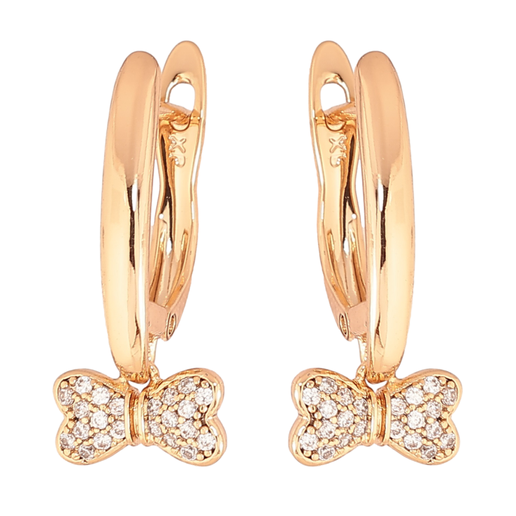 Серьги Xuping Позолота 18K английский замок Бантики с инкрустацией кристаллами фото №14