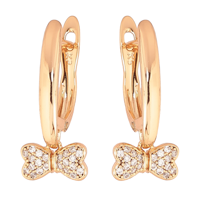 Серьги Xuping Позолота 18K английский замок Бантики с инкрустацией кристаллами фото №1 Серьги Xuping Позолота 18K английский замок Бантики с инкрустацией кристаллами фото №1