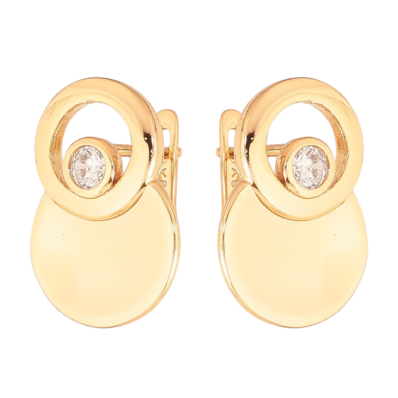 Сережки Xuping Позолота 18K англійський замок «Декоративний візерунок з кристалами» фото №4