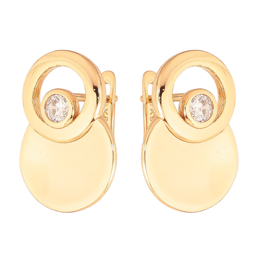 Сережки Xuping Позолота 18K англійський замок «Декоративний візерунок з кристалами» фото №1