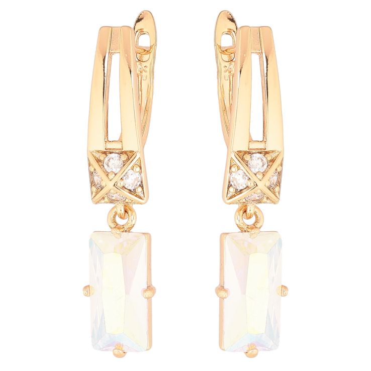 Серьги Xuping Позолота 18K английский замок Подвески с радужными кристаллами фото №6