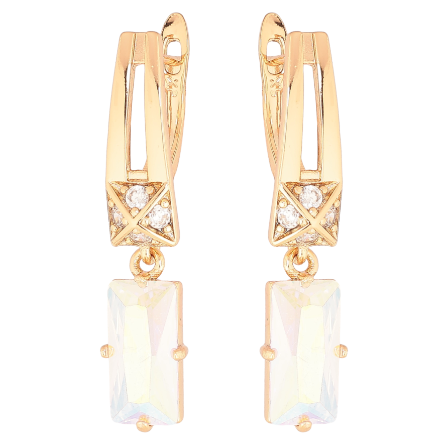 Серьги Xuping Позолота 18K английский замок Подвески с радужными кристаллами фото №1