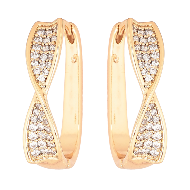 Серьги Xuping Позолота 18K колечки Узор с инкрустацией кристаллами фото №1 Серьги Xuping Позолота 18K колечки Узор с инкрустацией кристаллами фото №1