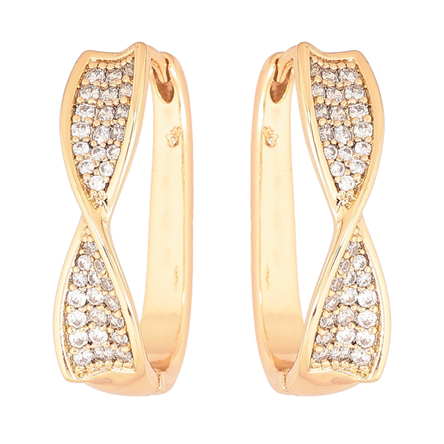 Сережки Xuping Позолота 18K колечка «Візерунок з інкрустацією кристалами» фото №1 Сережки Xuping Позолота 18K колечка «Візерунок з інкрустацією кристалами» фото №1