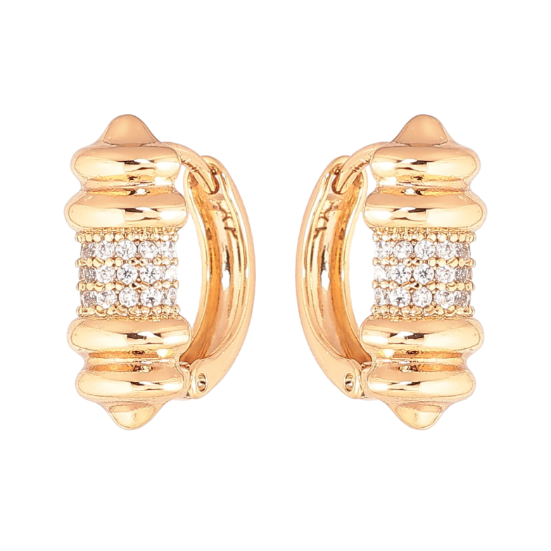 Сережки Xuping Позолота 18K колечка «Декоративний візерунок з інкрустацією кристалами» фото №1