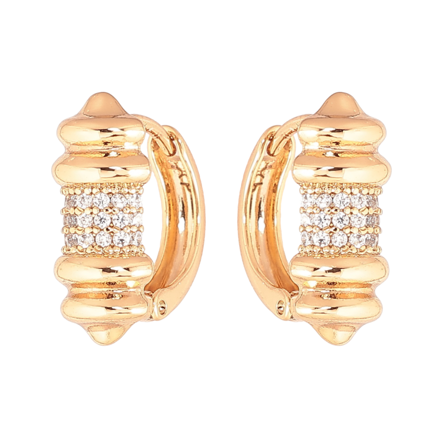 Серьги Xuping Позолота 18K колечки Декоративный узор с инкрустацией кристаллами фото №1