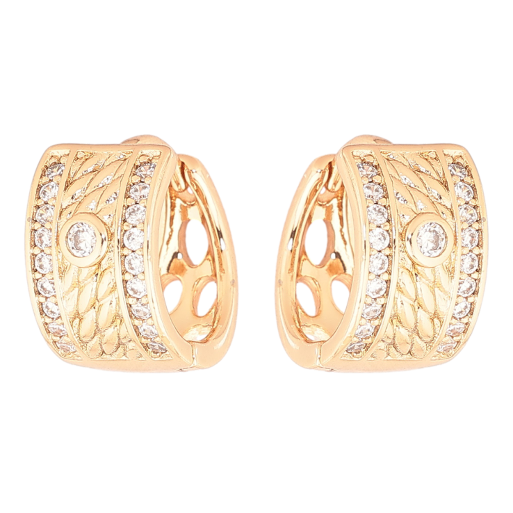 Серьги Xuping Позолота 18K колечки Декоративный узор с дорожками кристаллов фото №22