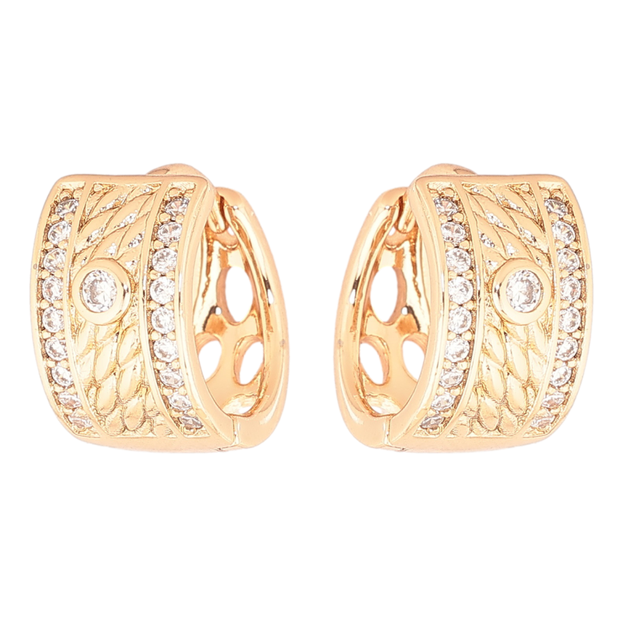 Серьги Xuping Позолота 18K колечки Декоративный узор с дорожками кристаллов фото №1