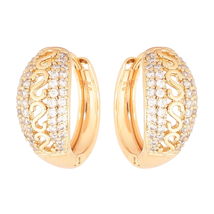 Серьги Xuping Позолота 18K колечки Узор синкрустацией кристаллами фото №18