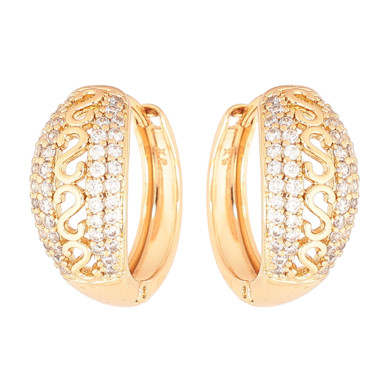 Серьги Xuping Позолота 18K колечки Узор синкрустацией кристаллами фото №1