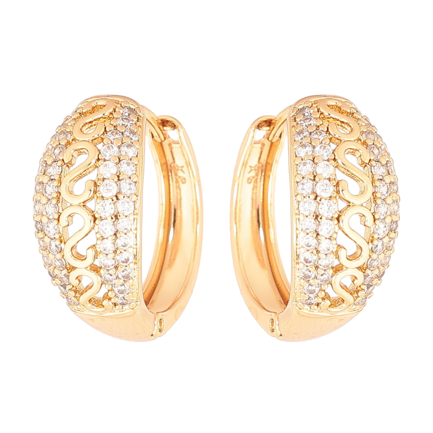 Серьги Xuping Позолота 18K колечки Узор синкрустацией кристаллами фото №1