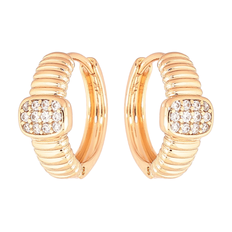 Серьги Xuping Позолота 18K колечки Узор синкрустацией кристаллами фото №2 Серьги Xuping Позолота 18K колечки Узор синкрустацией кристаллами фото №2