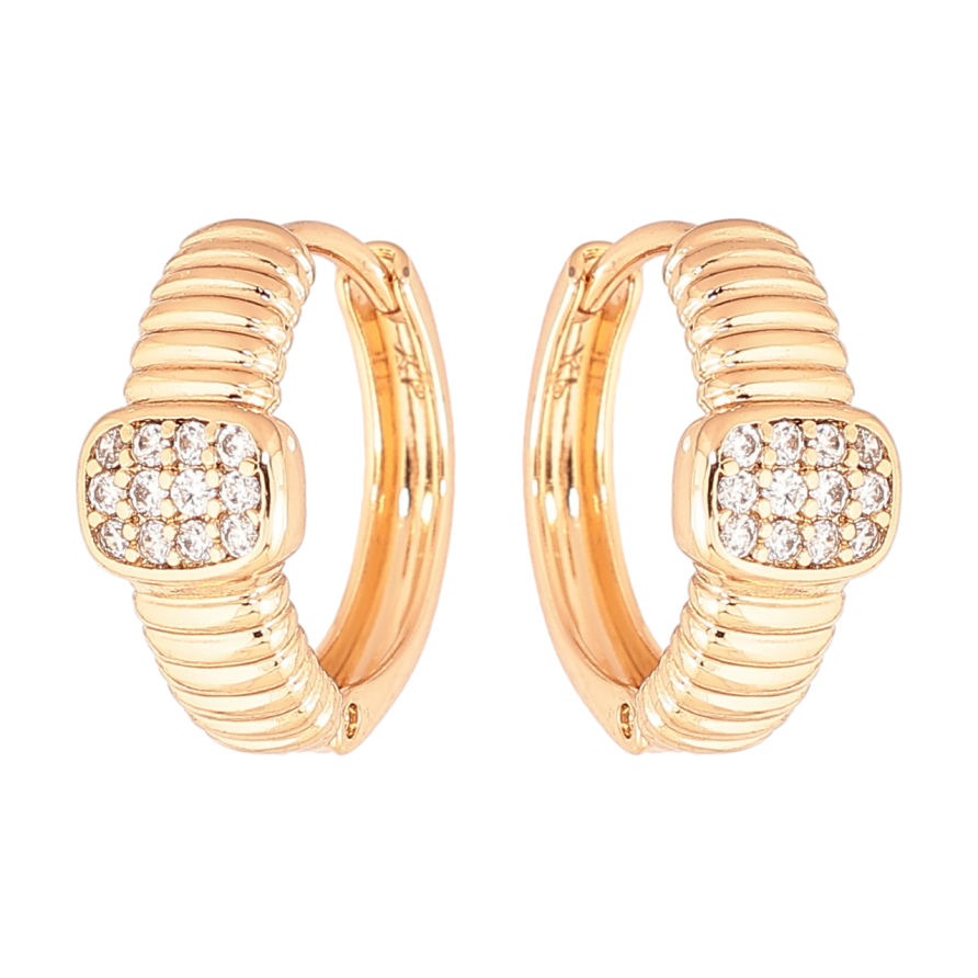 Серьги Xuping Позолота 18K колечки Узор синкрустацией кристаллами фото №1 Серьги Xuping Позолота 18K колечки Узор синкрустацией кристаллами фото №1