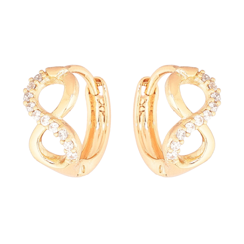 Сережки Xuping Позолота 18K колечка «Вісімки з кристалами» фото №1