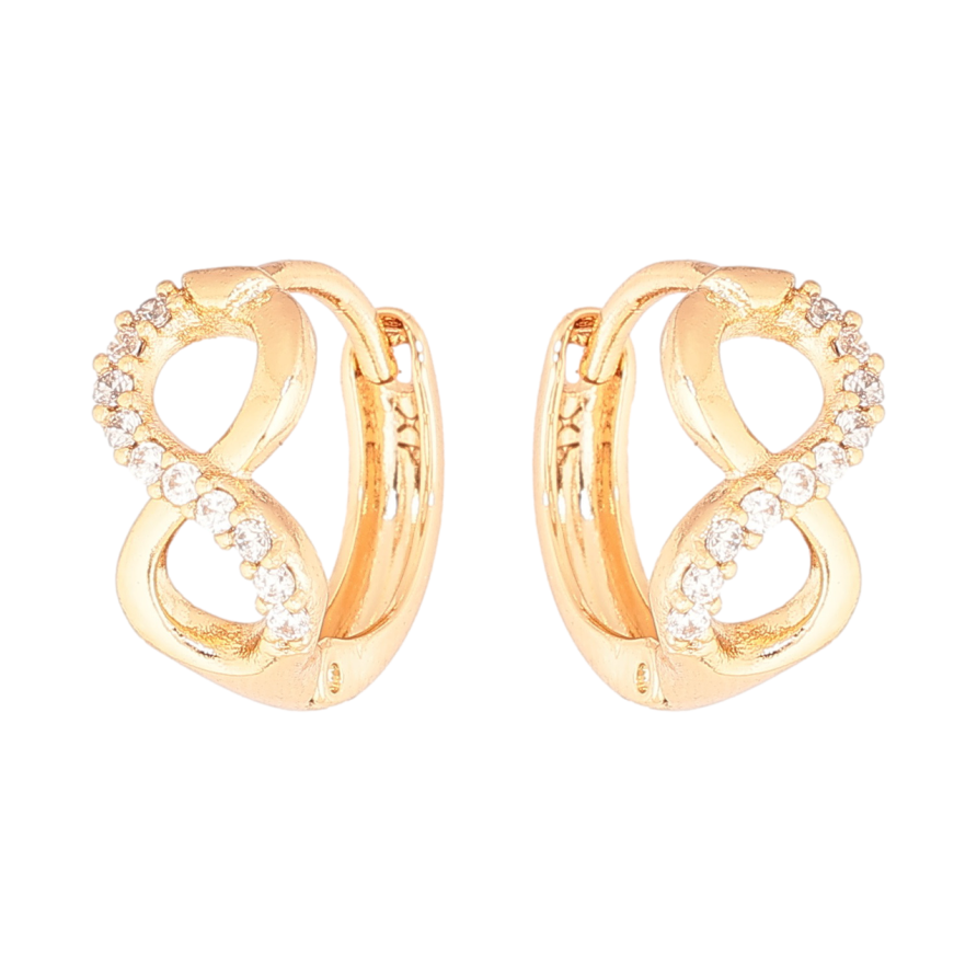 Серьги Xuping Позолота 18K колечки Восьмерки с кристаллами фото №1 Серьги Xuping Позолота 18K колечки Восьмерки с кристаллами фото №1