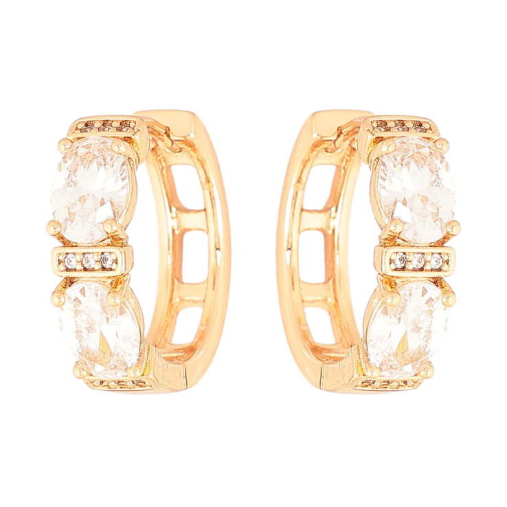 Сережки Xuping Позолота 18K колечка «Візерунок з кристалами» фото №25