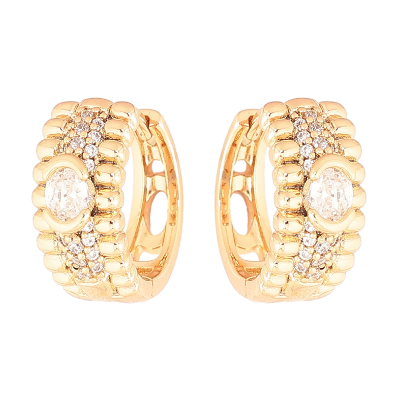 Серьги Xuping Позолота 18K колечки Узор с кристаллами фото №1