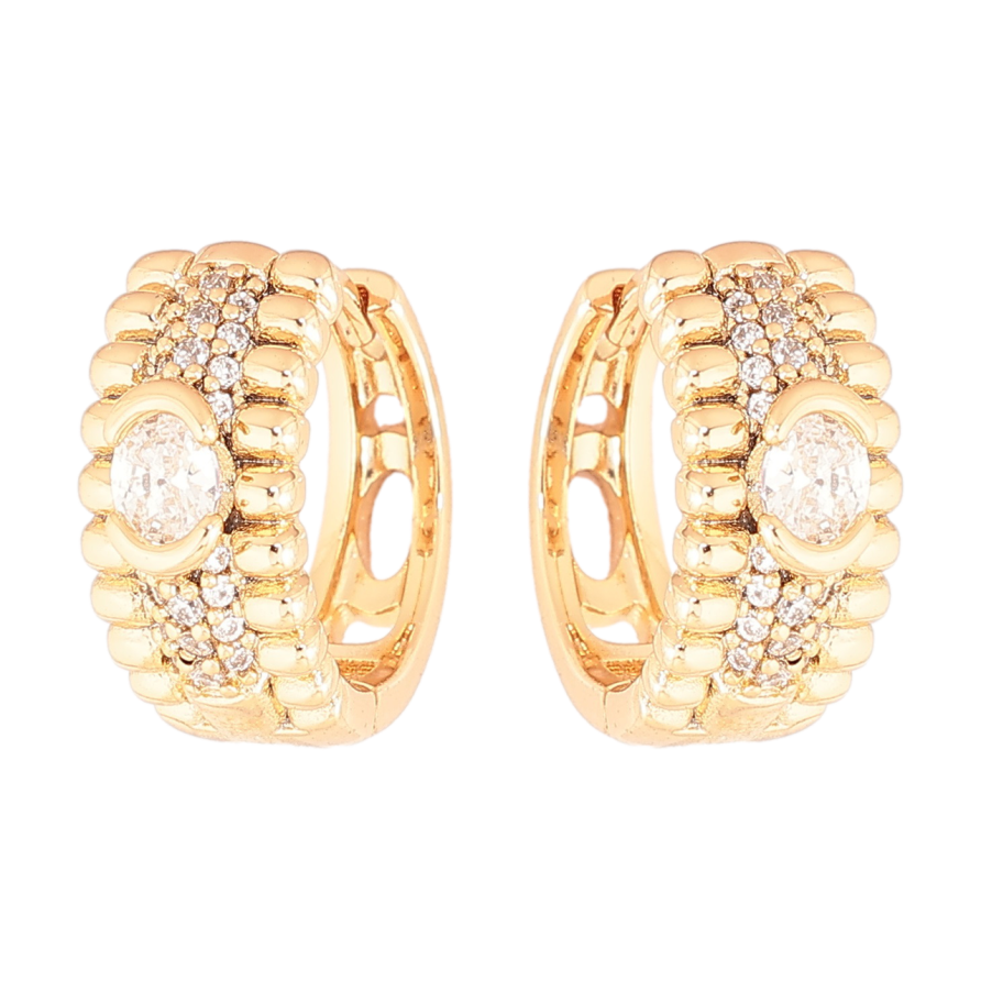 Серьги Xuping Позолота 18K колечки Узор с кристаллами фото №1