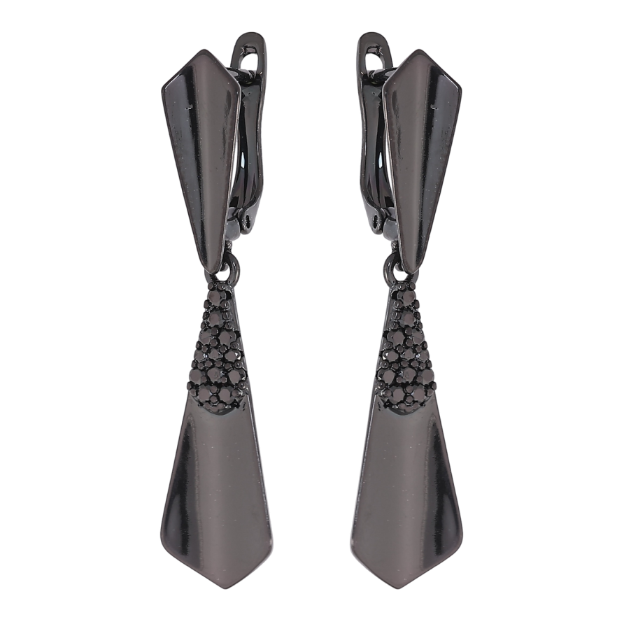 Сережки Xuping Позолота Black (чорне золото) англійський замок «Підвіски з чорними кристалами» фото №1 Сережки Xuping Позолота Black (чорне золото) англійський замок «Підвіски з чорними кристалами» фото №1