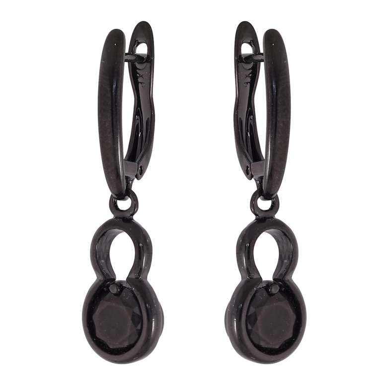 Сережки Xuping Позолота Black (чорне золото) англійський замок «Підвіски з чорними кристалами» фото №1 Сережки Xuping Позолота Black (чорне золото) англійський замок «Підвіски з чорними кристалами» фото №1