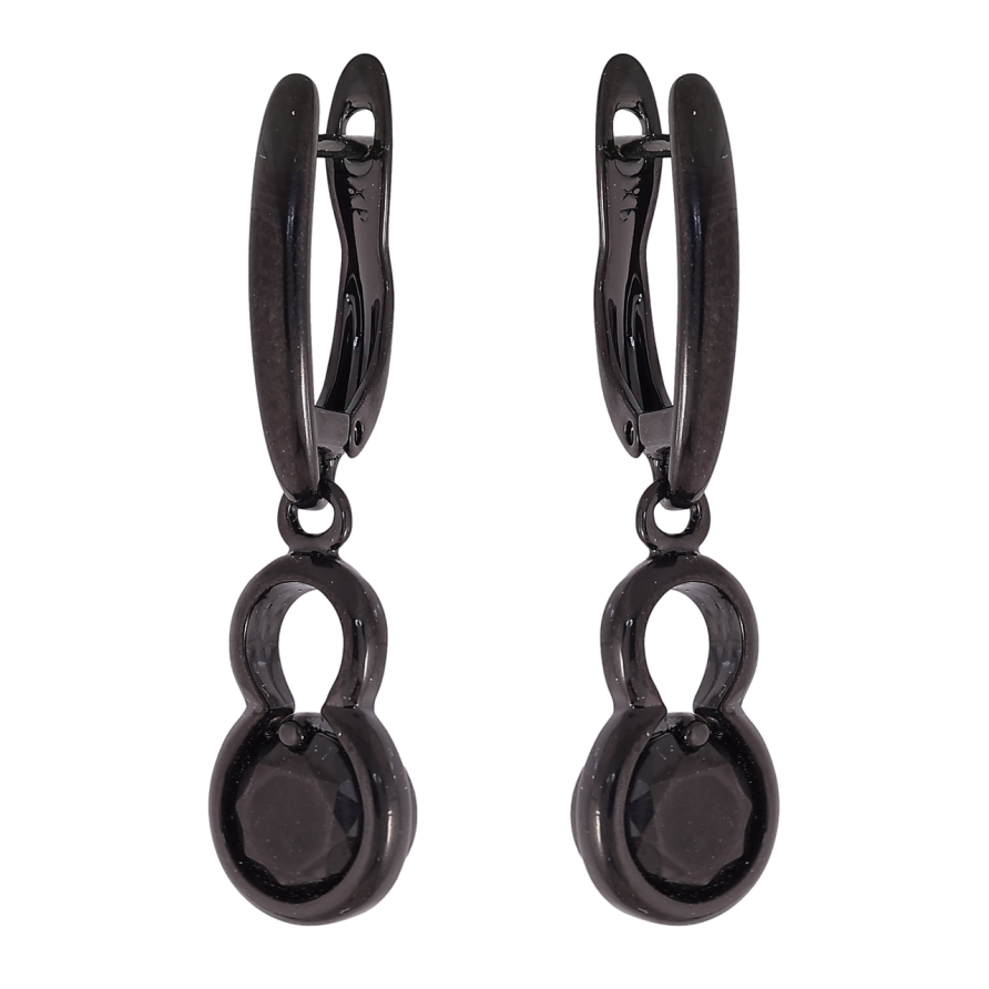 Сережки Xuping Позолота Black (чорне золото) англійський замок «Підвіски з чорними кристалами» фото №1 Сережки Xuping Позолота Black (чорне золото) англійський замок «Підвіски з чорними кристалами» фото №1