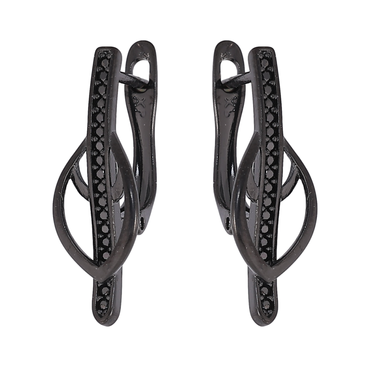 Сережки Xuping Позолота Black (чорне золото) англійський замок «Декоративний візерунок з чорними кристалами» фото №17 Сережки Xuping Позолота Black (чорне золото) англійський замок «Декоративний візерунок з чорними кристалами» фото №17