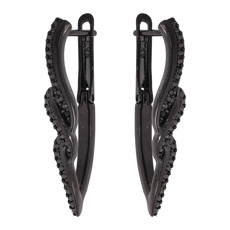 Сережки Xuping Позолота Black (чорне золото) англійський замок «Декоративний візерунок з чорними кристалами» фото №13 Сережки Xuping Позолота Black (чорне золото) англійський замок «Декоративний візерунок з чорними кристалами» фото №13