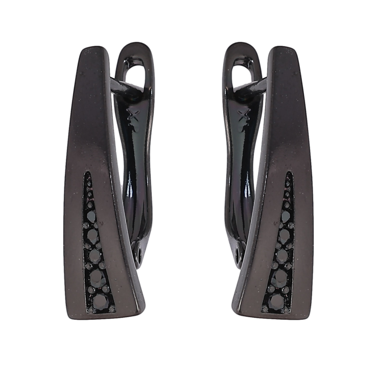 Сережки Xuping Позолота Black (чорне золото) англійський замок «Декоративний візерунок з чорними кристалами» фото №16 Сережки Xuping Позолота Black (чорне золото) англійський замок «Декоративний візерунок з чорними кристалами» фото №16