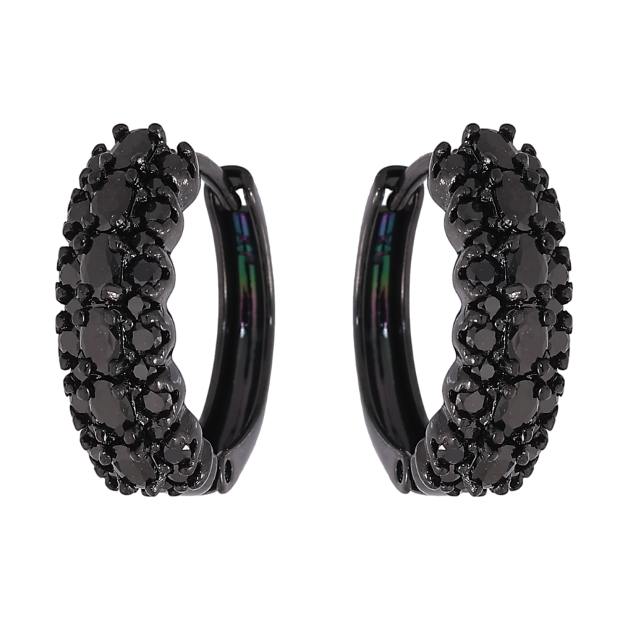 Серьги Xuping Позолота Black (черное золото) колечки Инкрустация кристаллами фото №1 Серьги Xuping Позолота Black (черное золото) колечки Инкрустация кристаллами фото №1