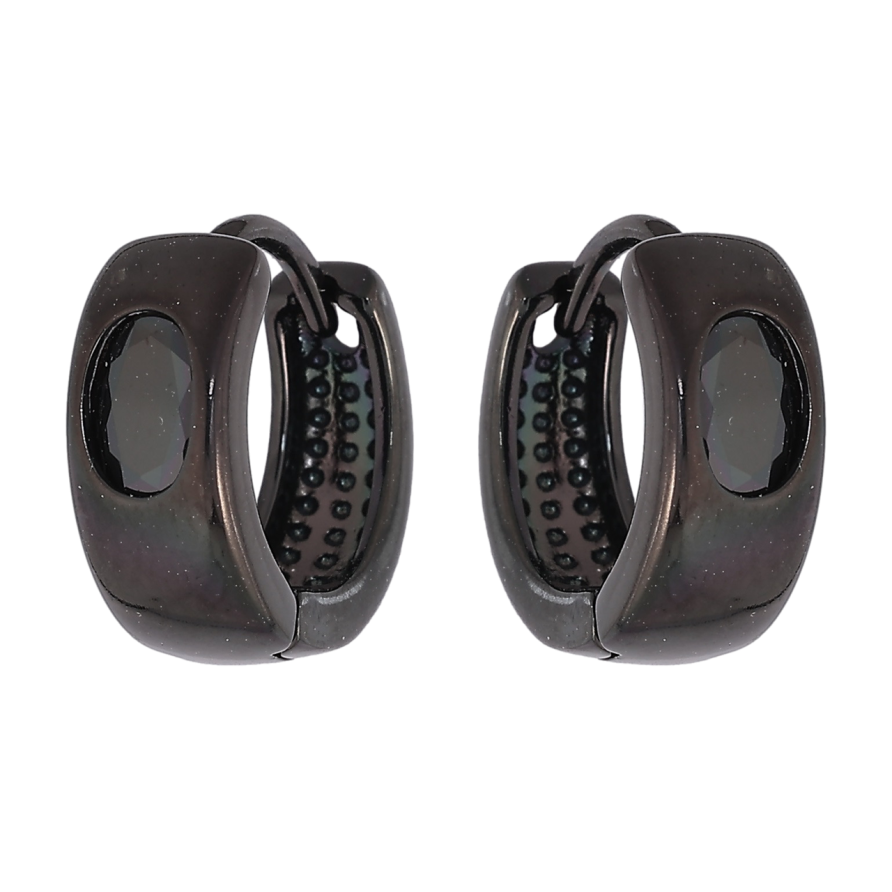 Сережки Xuping Позолота Black (чорне золото) колечка «Вставка чорний кристал» фото №1