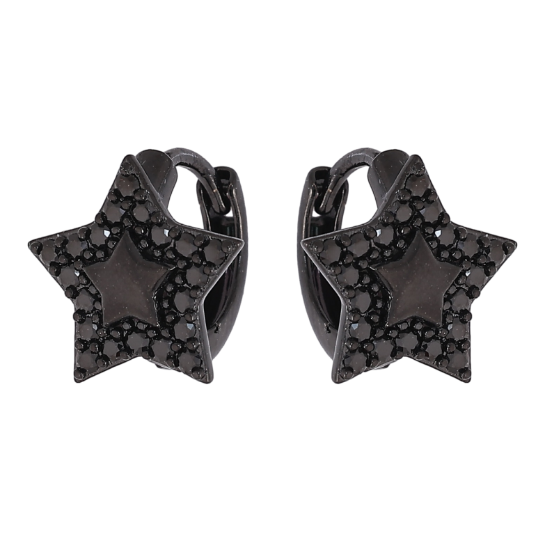 Сережки Xuping Позолота Black (чорне золото) колечка «Зірки з чорними кристалами» фото №3